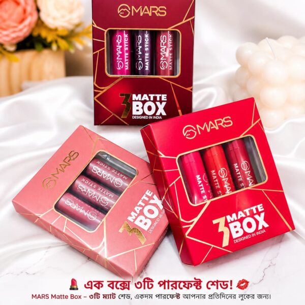 MARS Matte Box - 3 Matte Stick Lipsticks (Nude Edition)